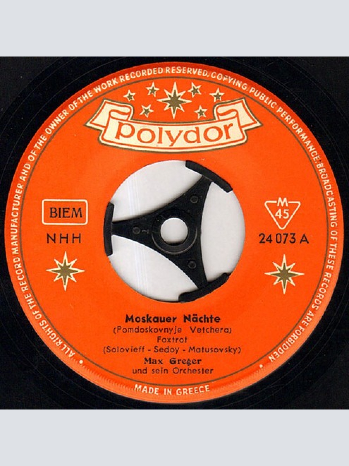 7", Single Max Greger Und Sein Orchester - Moskauer Nächte / Tiflis
