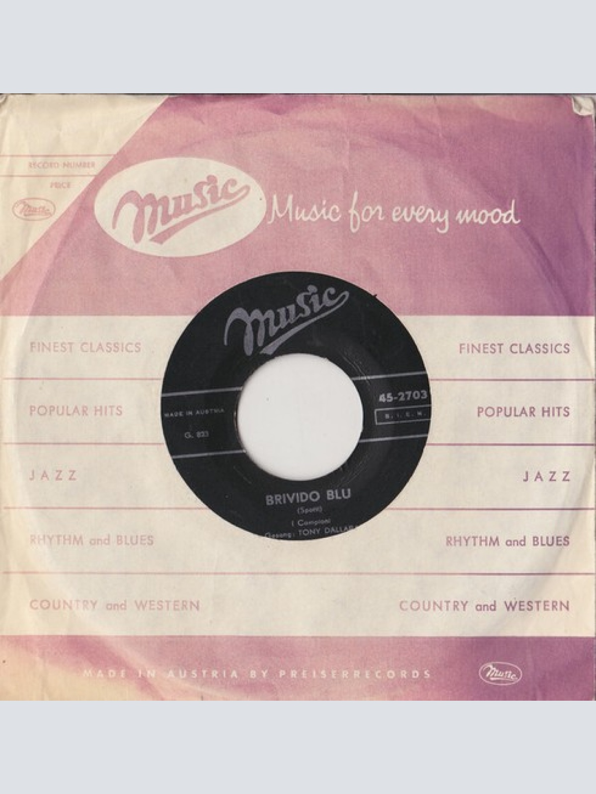 7", Single I Campioni Gesang Tony Dallara - Brivido Blu