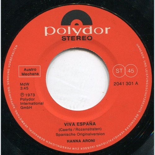 7", Single Hanna Aroni - Viva España
