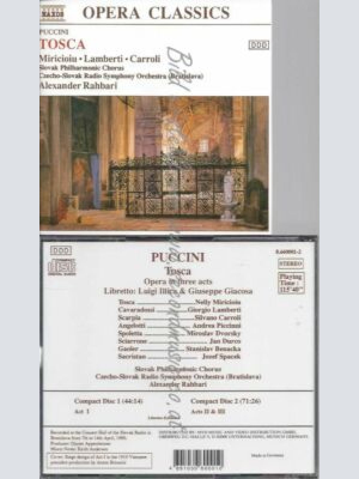 CD--MIRICIOIU, CARROLI, ET AL. | --PUCCINI: TOSCA (GESAMTAUFNAHME)