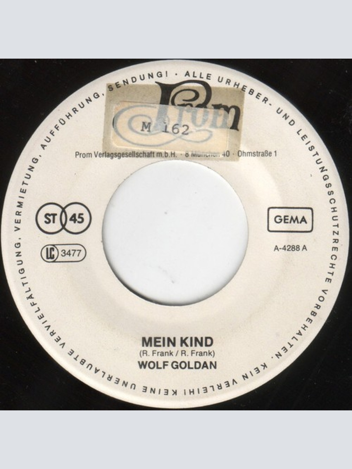 7", S/Sided, Promo Wolf Goldan - Mein Kind