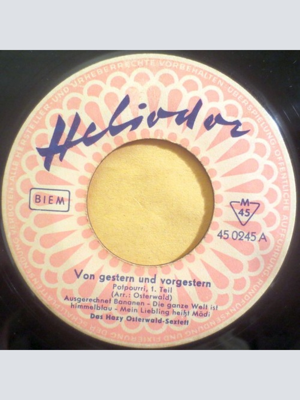 7", Single, Mono Hazy Osterwald Sextett - Von Gestern Und Vorgestern