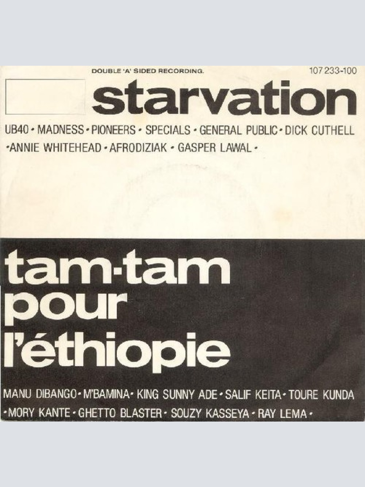 7", Single Starvation - Starvation / Tam Tam Pour L'Éthiopie