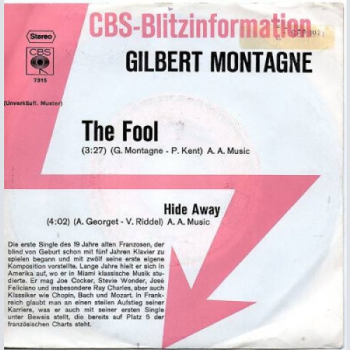 7", Promo Gilbert Montagne* - The Fool / Hide Away