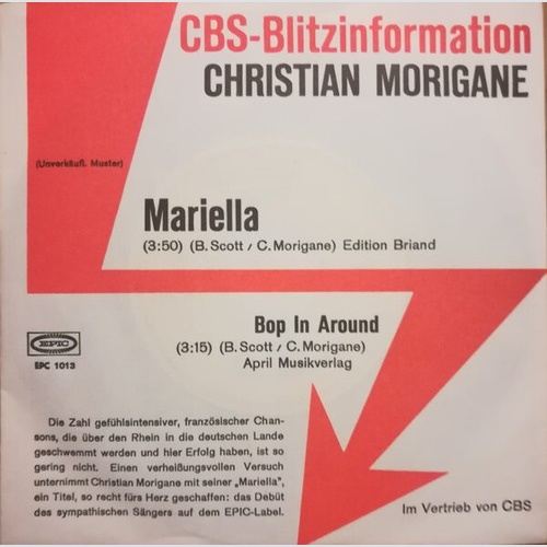 7", Single, Promo Christian Morigann - Mariella / Bop In Around