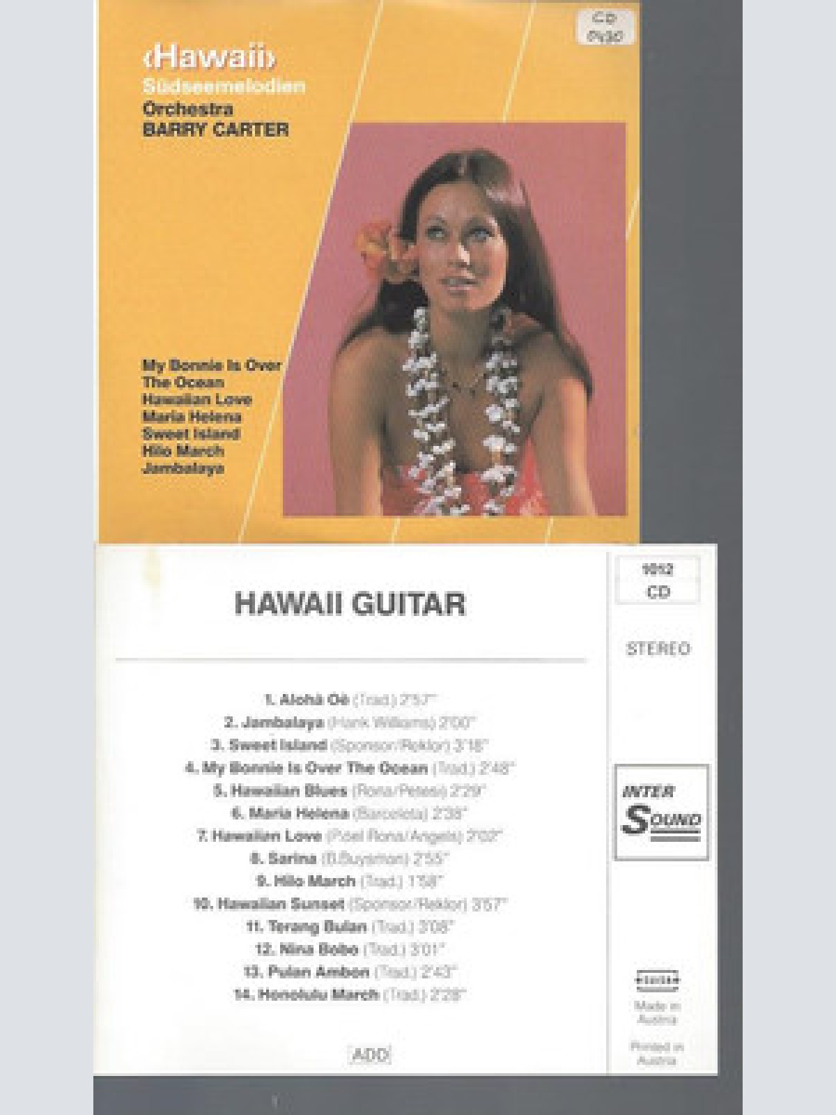 CD- Barry Carter Orchestra  Hawaii Südseemelodien