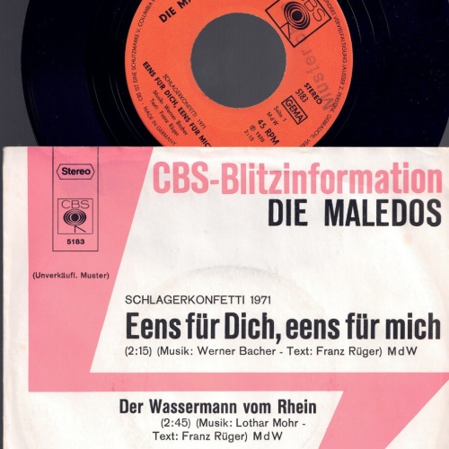 7"  Die Maledos Eeens für Dich eens für mich   / Promo