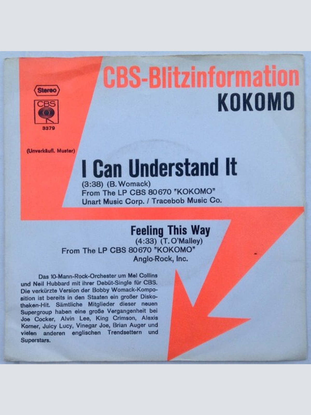 7", Single, Promo Kokomo - I Can Understand It / Feeling This Way