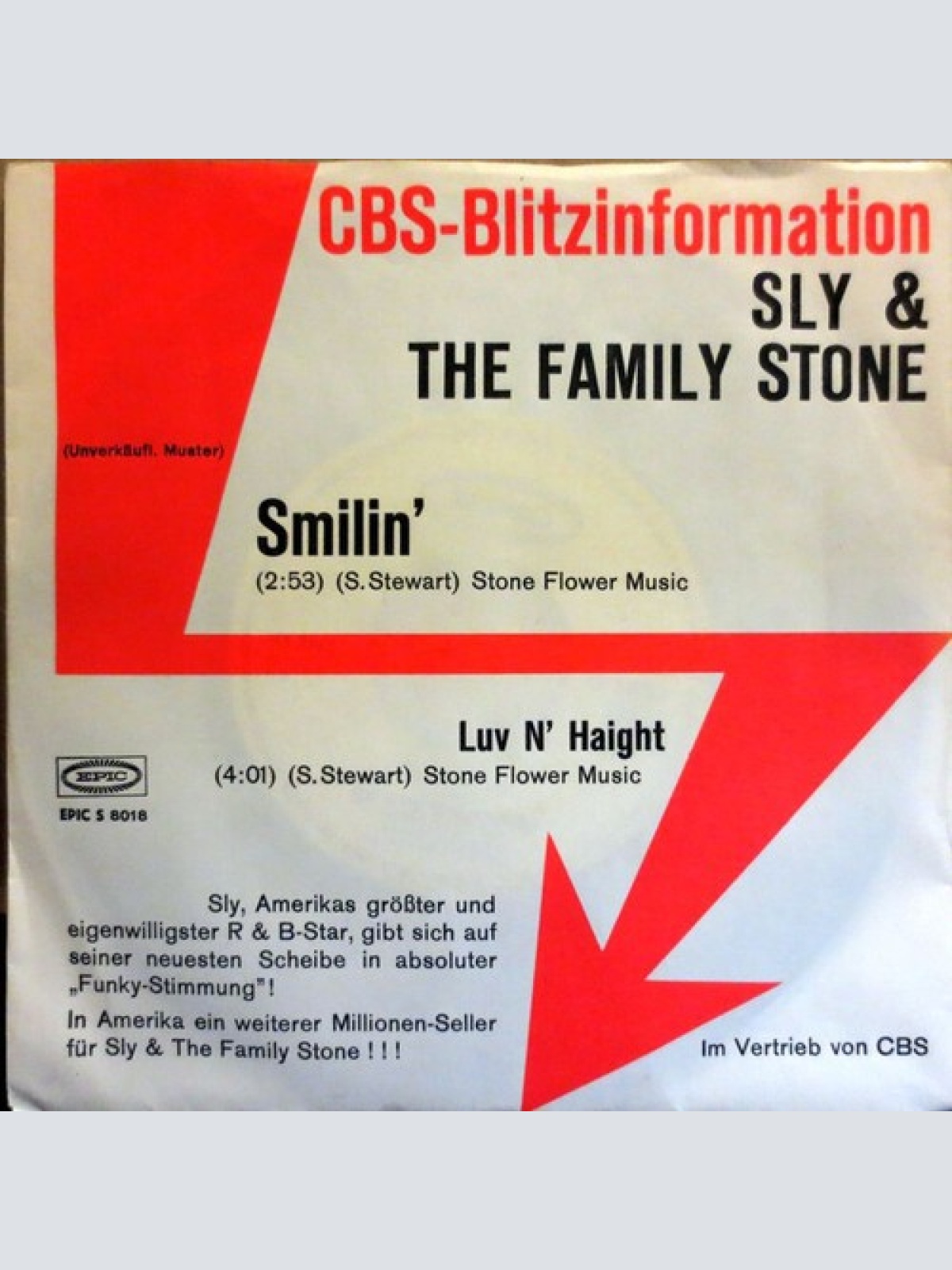 7", Single, Promo Sly & The Family Stone - Smilin' / Luv N' Haight