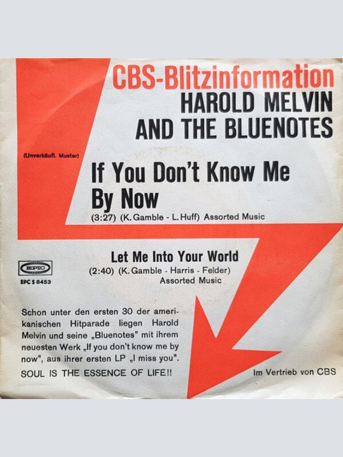 7", Promo Harold Melvin & The Blue Notes* - If You Don't Know Me By Now