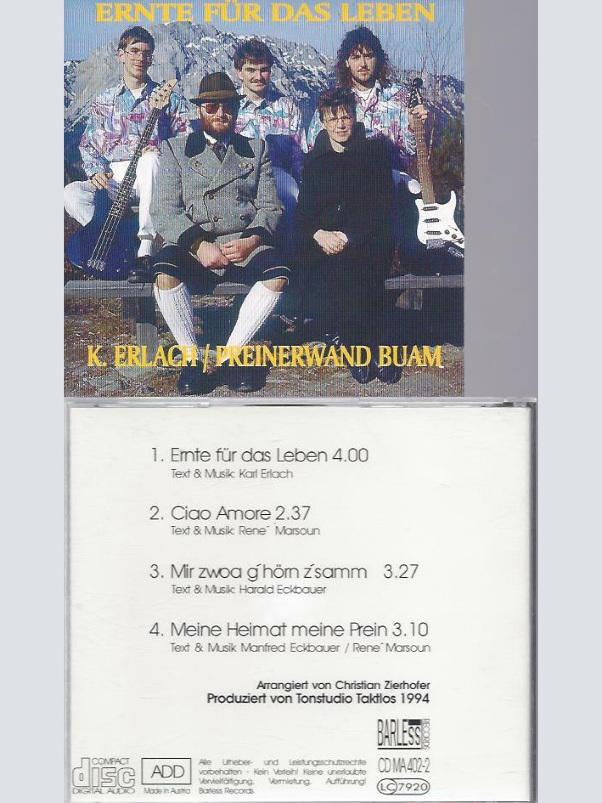 CD -K Erlach Preinerwand Buam Ernte Für das Leben