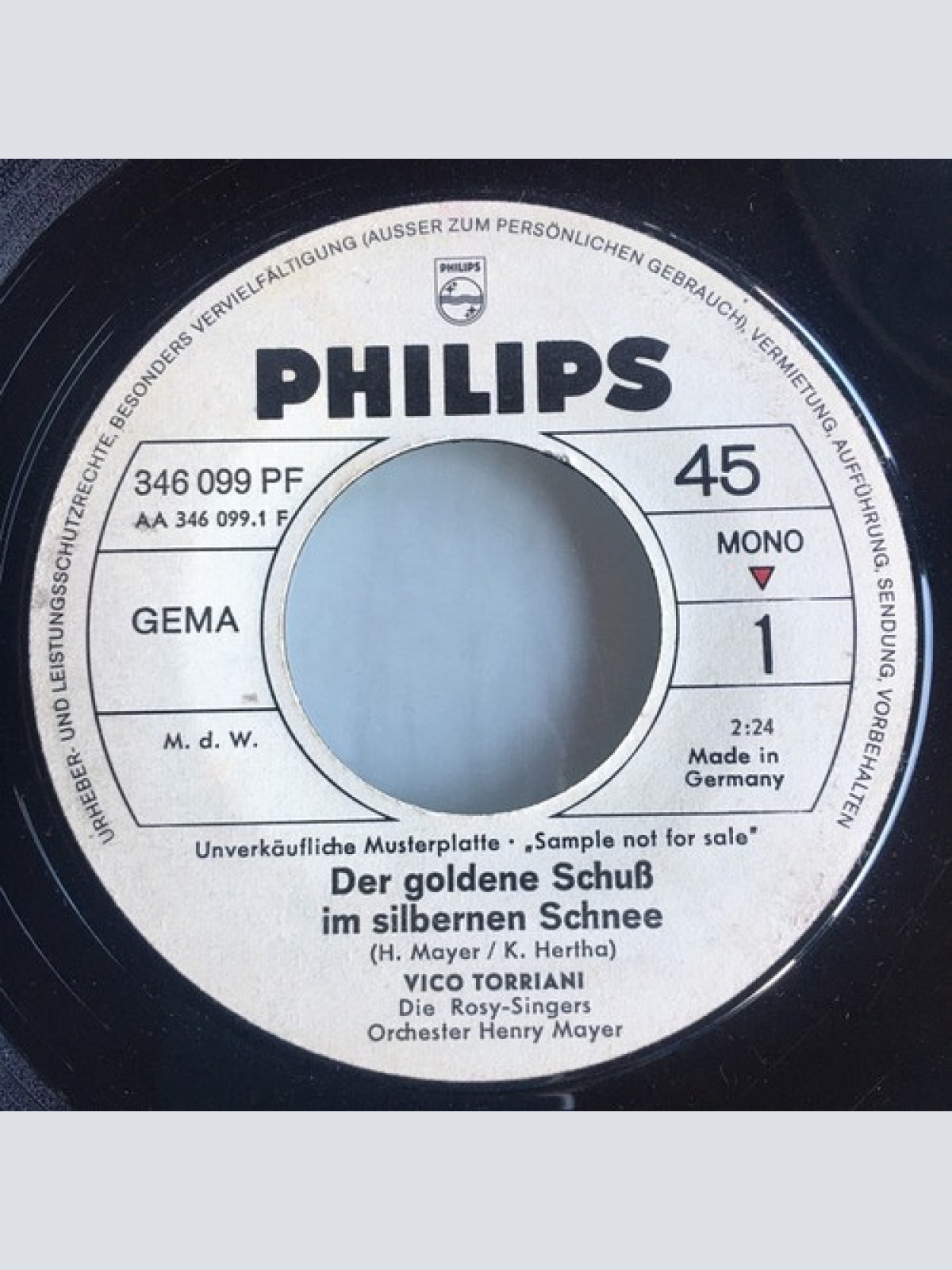 7", Single, Mono, Promo Vico Torriani - Der Goldene Schuß Im Silbernen Schnee