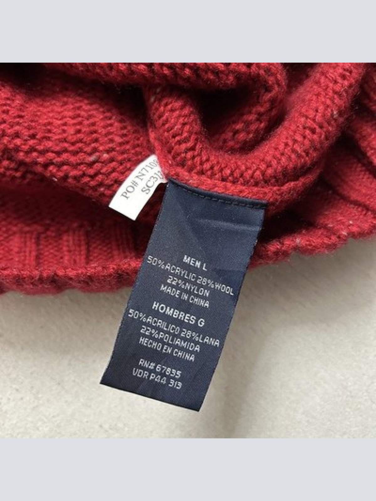 Nautica Vintage Y2K Pullover mit Wolle Rot Herren Größe L Maße siehe Fotos