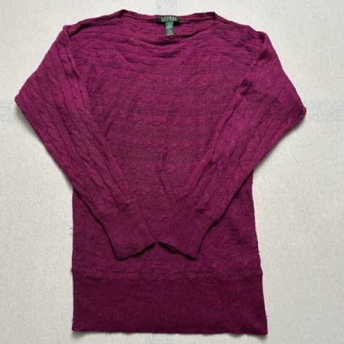 LAUREN Ralph Lauren Vintage Pullover Kaschmir Wolle Lila Damen Größe S Maße Foto