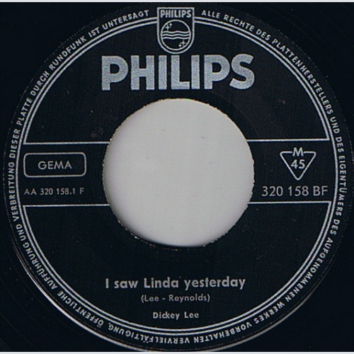 Dickey Lee - I Saw Linda Yesterday (7", Mono)