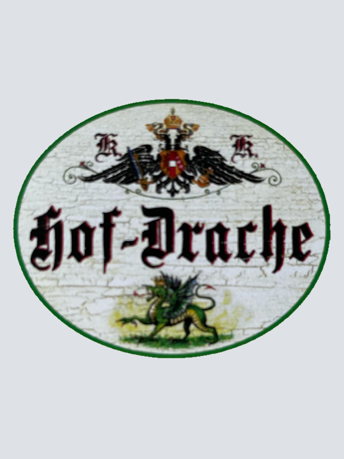 KuK Nostalgie Holzschild Hof-Drache Zuhause Heim Frau Drachen Schild