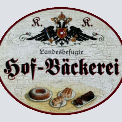 KuK Nostalgie Holzschild Landesbefugte Hof-Bäckerei Kuchen Torte Bäckerei Schild