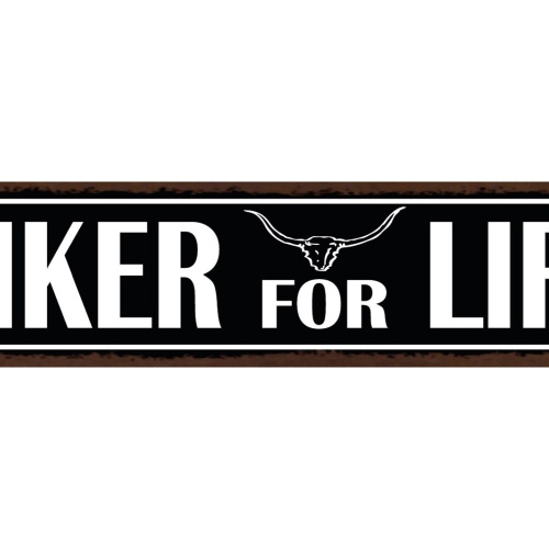 Schild Biker For Life Motorrad Fahrer Bike Moped Fan Hobby 46 x 10 Blech od.Holz