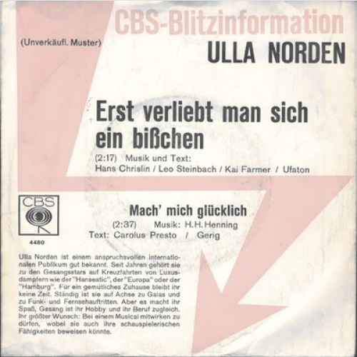 7", Single, Promo Ulla Norden - Erst Verliebt Man Sich Ein Bißchen