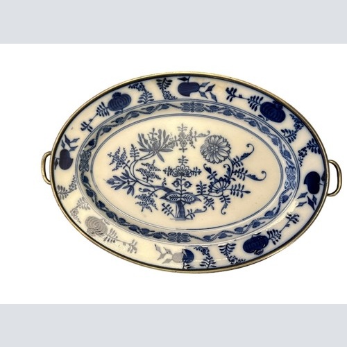 Antike Warmhalte Platte Zwiebelmuster Marke unbekannt 38.5 x 27,5 698576