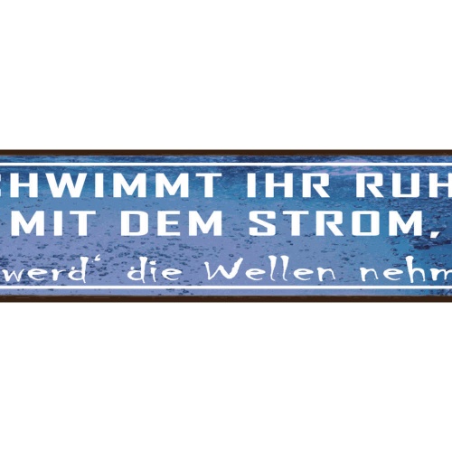 Schild Mit den Strohm Schwimmen Wellen Anderssein Eigen 46 x 10 Blech od. Holz
