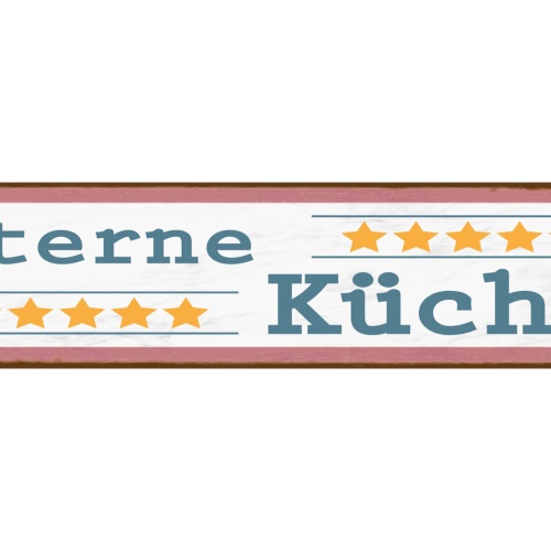 Schild 5 Sterne Küche Kochen Koch Essen Restaurant Zuhause 46 x 10 Blech od.Holz