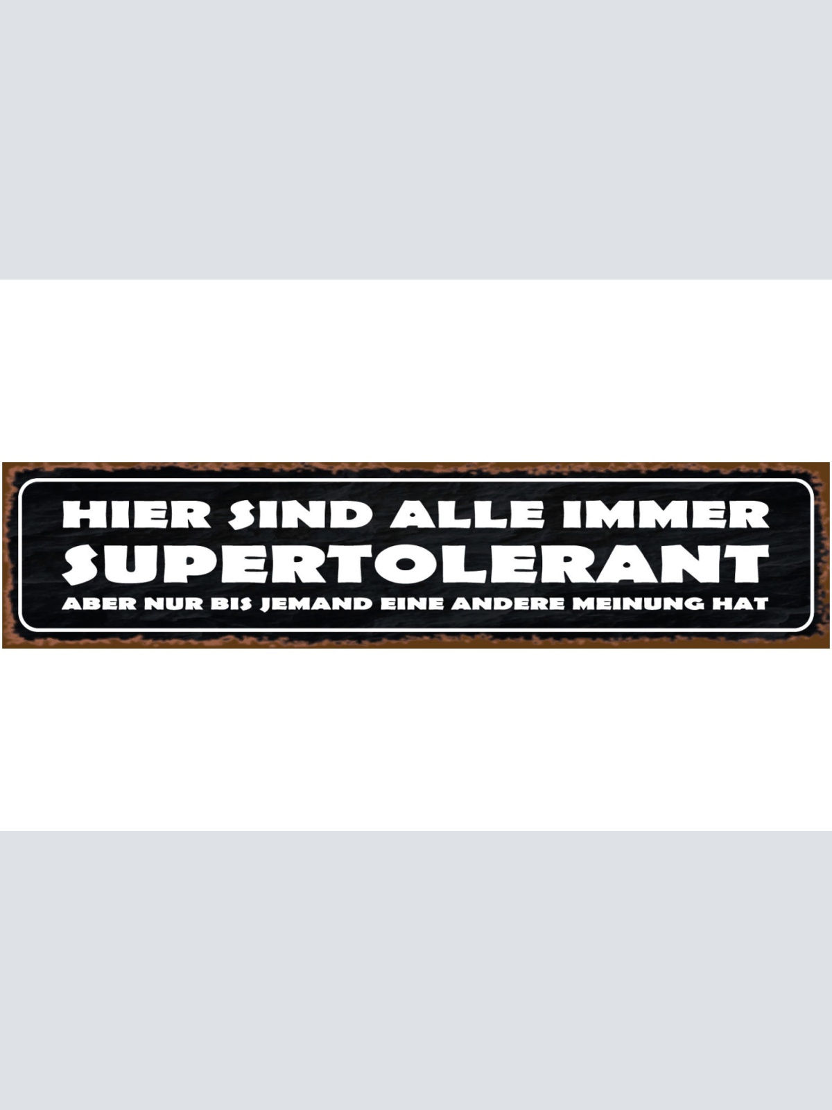 Schild Super Tolerant Andere Meinung Ansicht Verständnis 46 x 10 Blech od. Holz