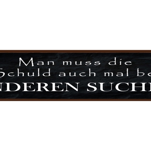 Schild Schuld bei Anderen Suchen Selbst Schuldig Schieben 46 x 10 Blech od. Holz