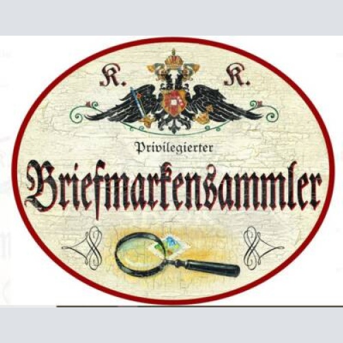 Kuk nostalgie holzschild privilegierter briefmarkensammler philatelist