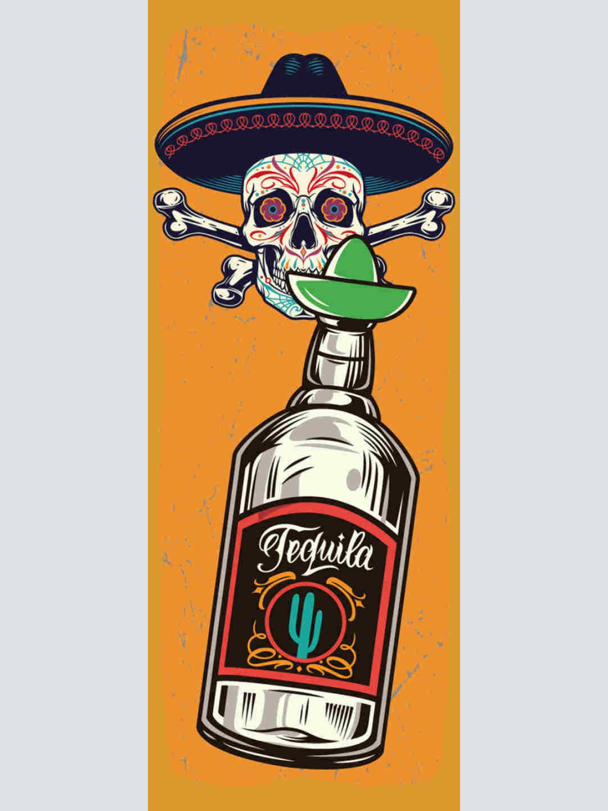 Schild Tequila Alkohol Spirituose Mexiko Totenkopf LaCatrina 27x10 Blech od.Holz