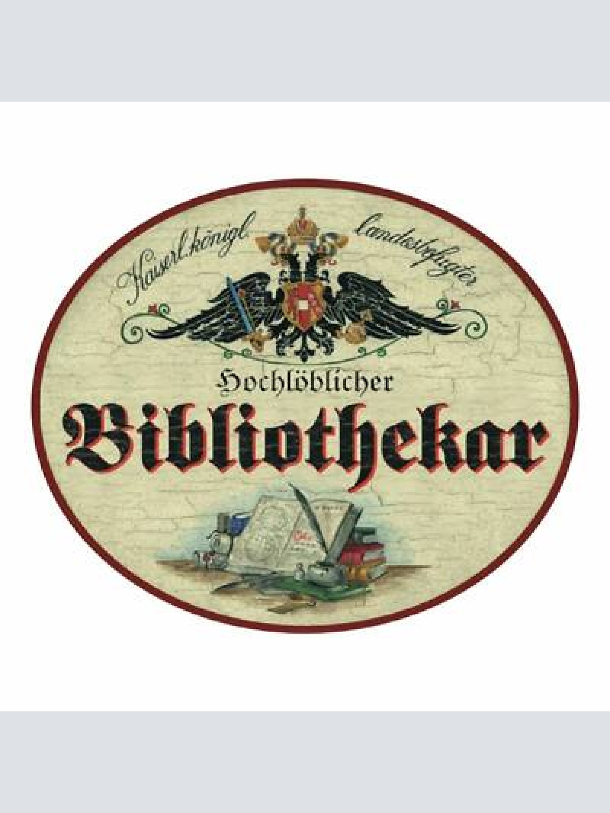 Kuk nostalgie holzschild bibliothekar bibliothekarin
