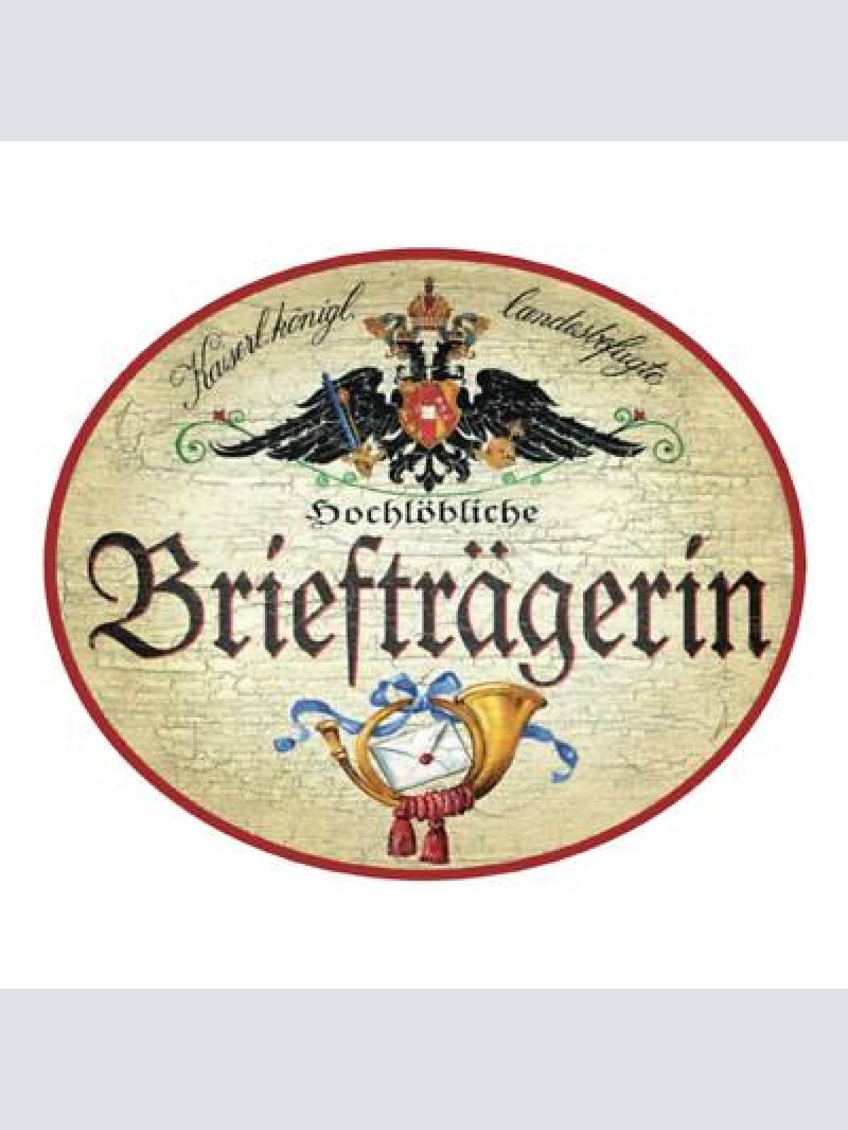Kuk nostalgie holzschild briefräger briefträgerin