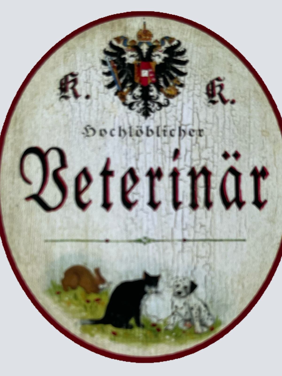 KuK Nostalgie Holzschild Hochlöblicher Veterinär Tierarzt Haustier Schild