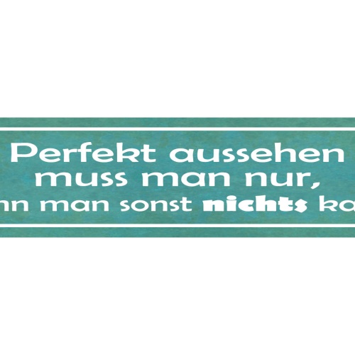 Schild Perfekt Aussehen Muss Man Nur Wenn Man Sonst Nichts Kann Schön 46 x 10