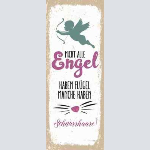 Schild nicht alle engel haben flügel manche haben schnurrhaare katze hund 27x10