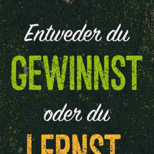 Schild Entweder Du Gewinnst Oder Du Lernst Aber Niemals Verlierst Du Leben 27x10