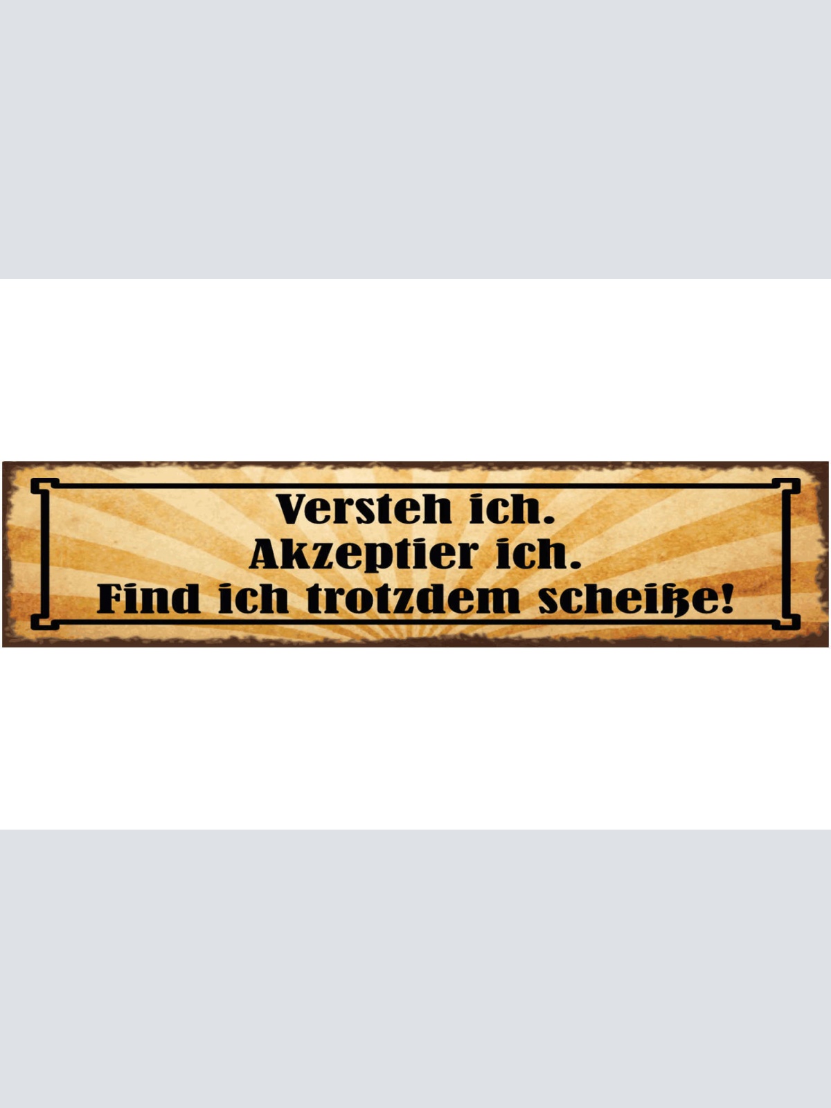 Schild Versteh Ich Akzeptier Ich Finde Ich Trotzdem Scheiße  46x10 Blech od.Holz