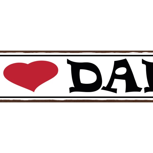 Schild I ❤️ Dad Papa Vater Eltern Kind Familie Liebe 46 x 10 Blech od. Holz