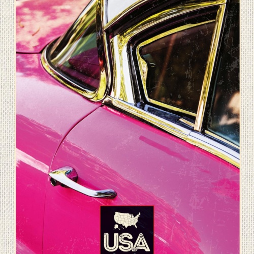 Schild USA Dream Cars Auto Oldtimer Pink Amerika 12x18 20x30 30x40 Blech/Holz