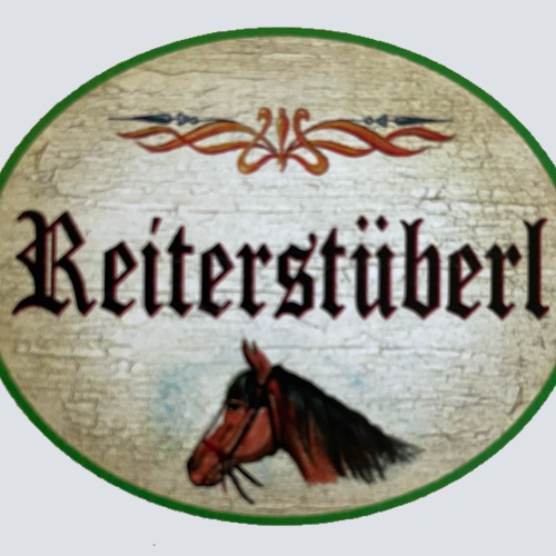 Nostalgie Holzschild Reiterstüberl Reiter Stube Pferd Reiten Schild