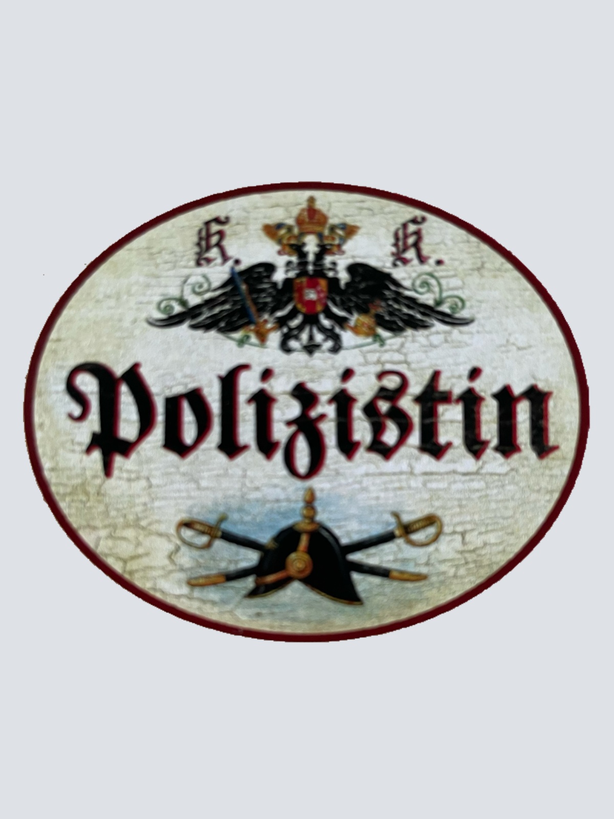 KuK Nostalgie Holzschild Polizistin Polizeibeamtin Polizei Schild