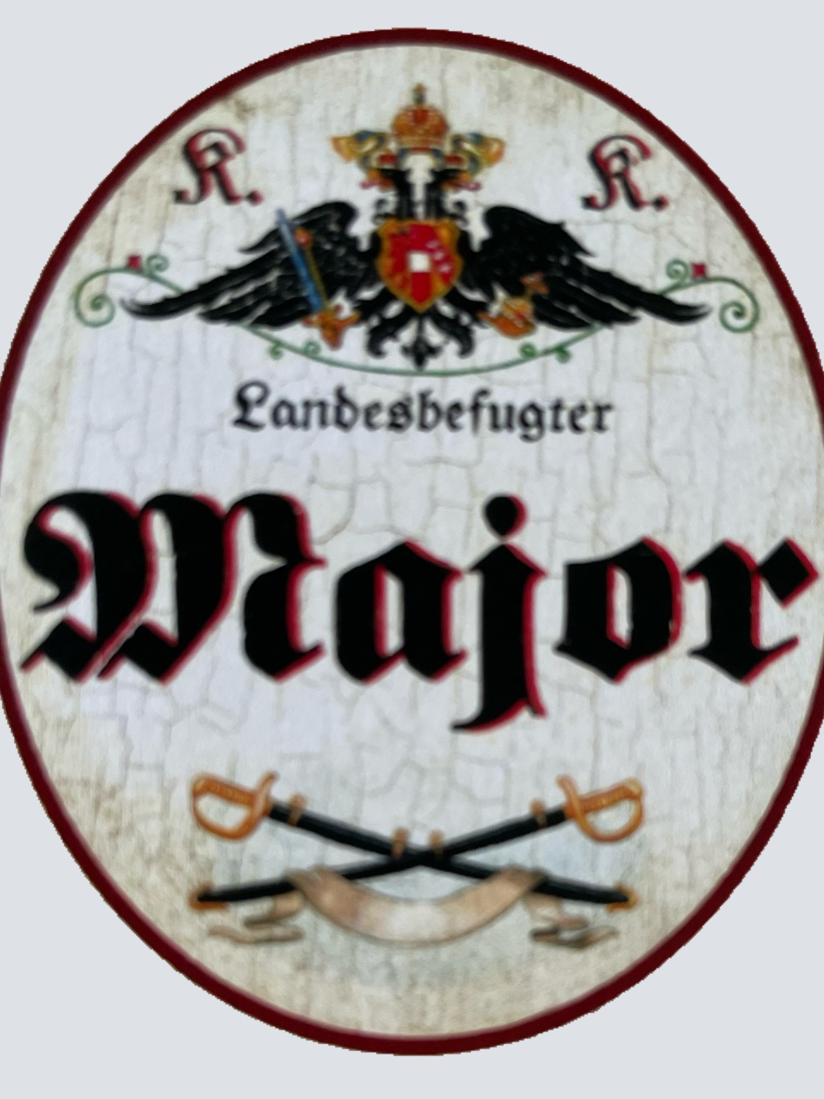 KuK Nostalgie Holzschild Landesbefugter Major Bundesheer Militär Schild