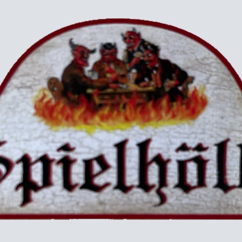 KuK Nostalgie Holzschild Spielhölle Spielen Glücksspiel Gaming Karten Schild