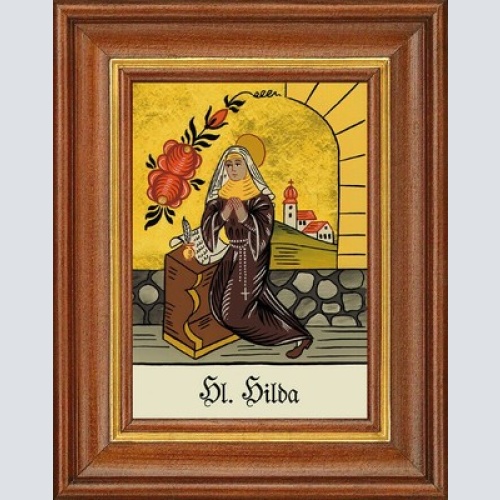 Hinterglasbild - heilige hilda - patronatsbild taufe namenspatron 12,7x16