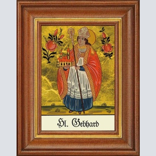 Hinterglasbild - heiliger gebhard - patronatsbild taufe namenspatron 12,7x16
