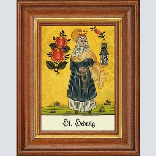 Hinterglasbild - heilige hedwig - patronatsbild taufe namenspatron 12,7x16