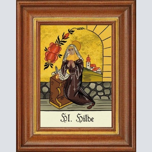 Hinterglasbild - heilige hilde - patronatsbild taufe namenspatron 12,7x16