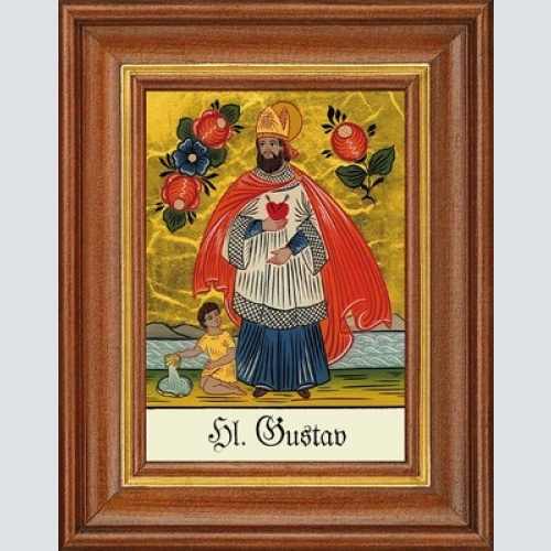 Hinterglasbild - heiliger gustav - patronatsbild taufe namenspatron 12,7x16