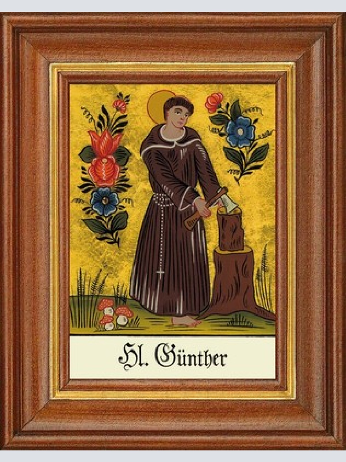 Hinterglasbild - heiliger günther - patronatsbild taufe namenspatron 12,7x16