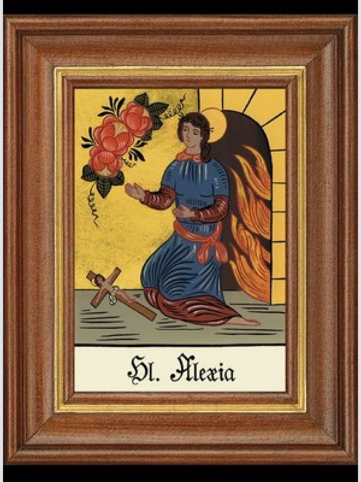 Hinterglasbild heilige alexia patronatsbild taufe namenspatron  12,7x16